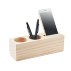 Branded Wooden Desk Stand with Clover Seeds without branding