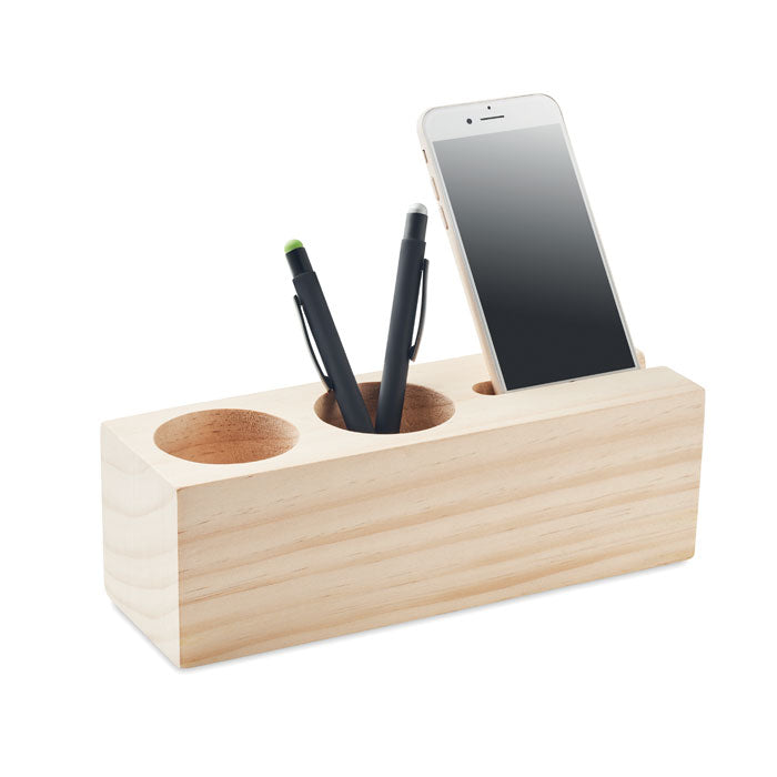 Branded Wooden Desk Stand with Clover Seeds without branding