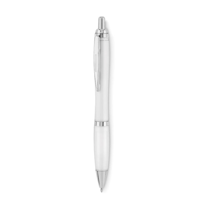 Branded RPET Push Button Ball Pen in White