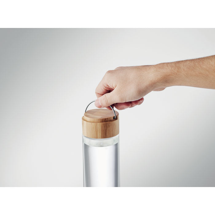 Branded Glass Bottle with Bamboo Lid - 500ml without branding