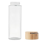 Branded glass bottle, open