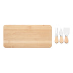 Branded Bamboo Cheese Board Set with Knives and Fork without branding