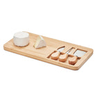 Branded Bamboo Cheese Board Set with Knives and Fork without branding