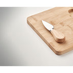 Branded Bamboo Cheese Board with Serving Knife without branding