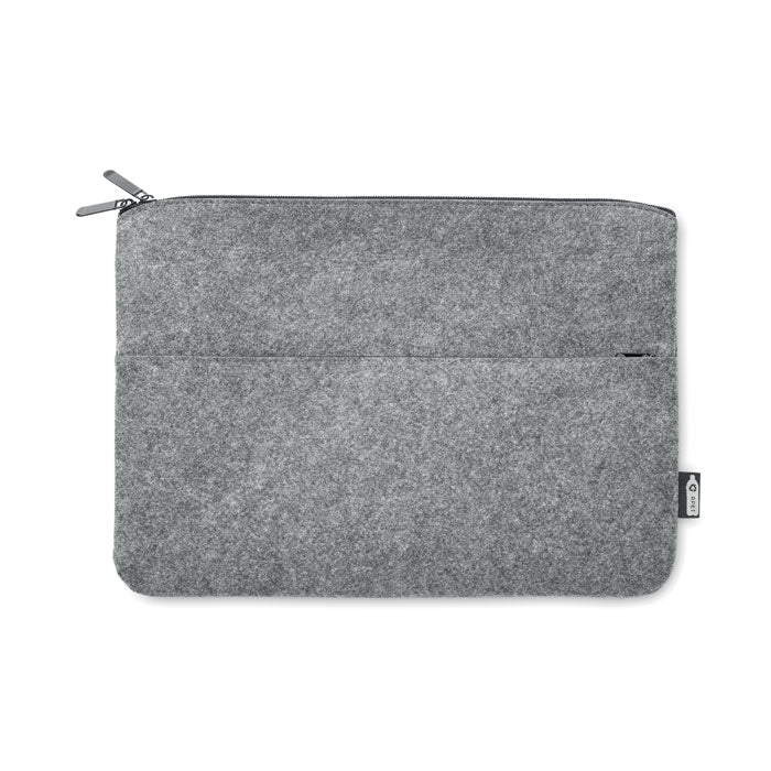 Branded RPET Felt Zipped Laptop Bag in Grey
