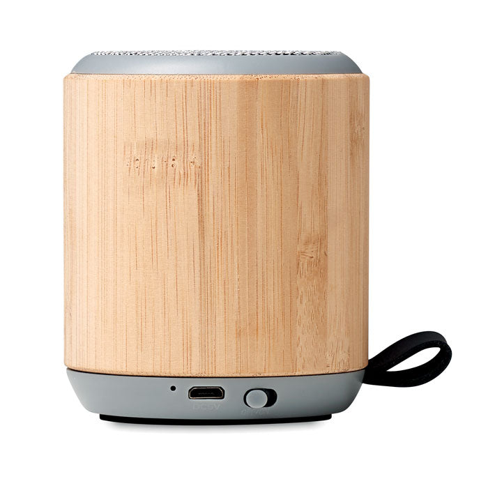 Branded Bamboo Cover Wireless Speaker without branding
