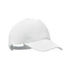 Branded Organic Cotton 5 Panel Cap 250gsm in White