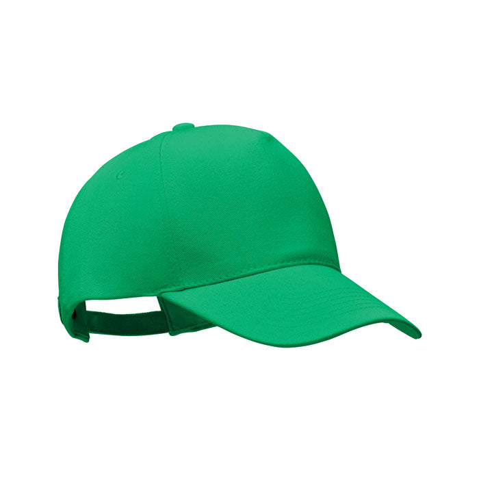 Branded Organic Cotton 5 Panel Cap 250gsm in Green