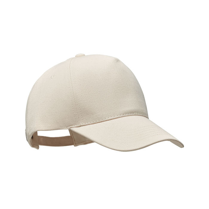 Branded Organic Cotton 5 Panel Cap 250gsm in Brown