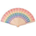 Branded Rainbow Wooden Hand Fan without branding