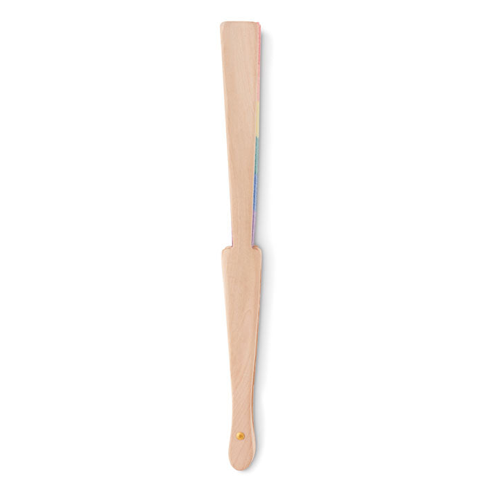 Branded Rainbow Wooden Hand Fan without branding