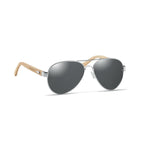 Branded Bamboo Sunglasses in Pouch in Black