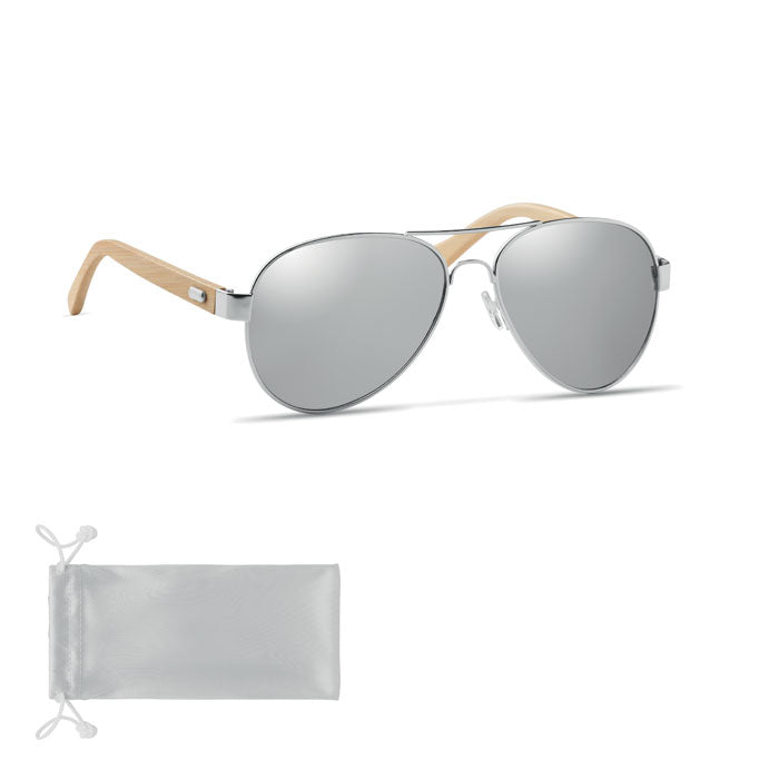 Branded Bamboo Sunglasses in Pouch without branding