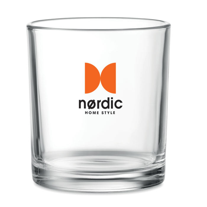Branded reusable short drink glass, printed