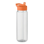 Branded RPET Flip-Lid Bottle with Straw in Orange