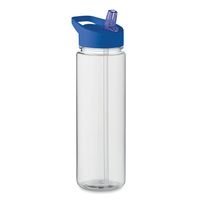 Branded RPET Flip-Lid Bottle with Straw in Blue