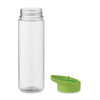 Branded RPET flip-lid bottle with straw, open