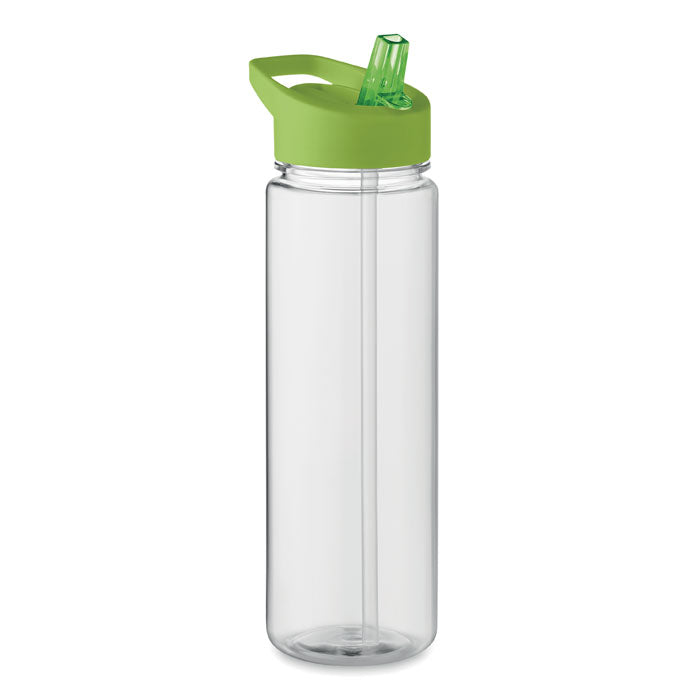 Branded RPET flip-lid bottle with straw