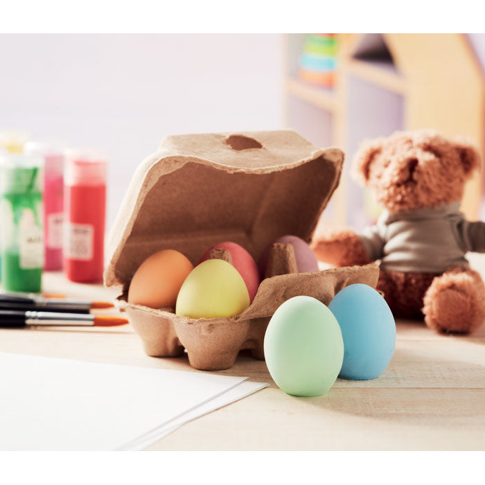 Branded Chalk Eggs in Box in use