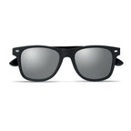 Branded Black Bamboo Arm Mirrored Sunglasses without branding