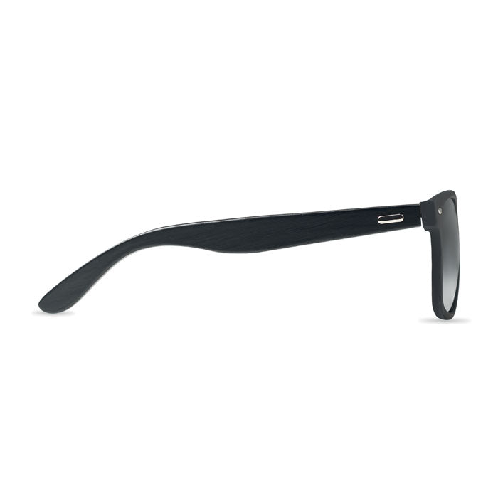 Branded Black Bamboo Arm Mirrored Sunglasses without branding