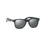 Branded Black Bamboo Arm Mirrored Sunglasses without branding
