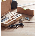 Branded 21 Piece Tool Set in Bamboo Case in use