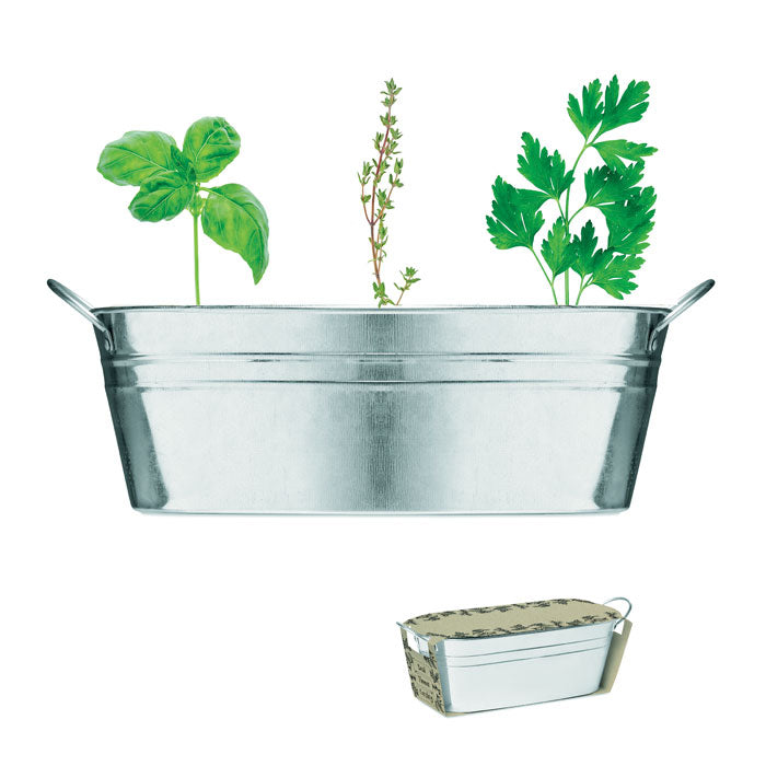 Branded Zinc Tub with 3 Herb Seeds without branding