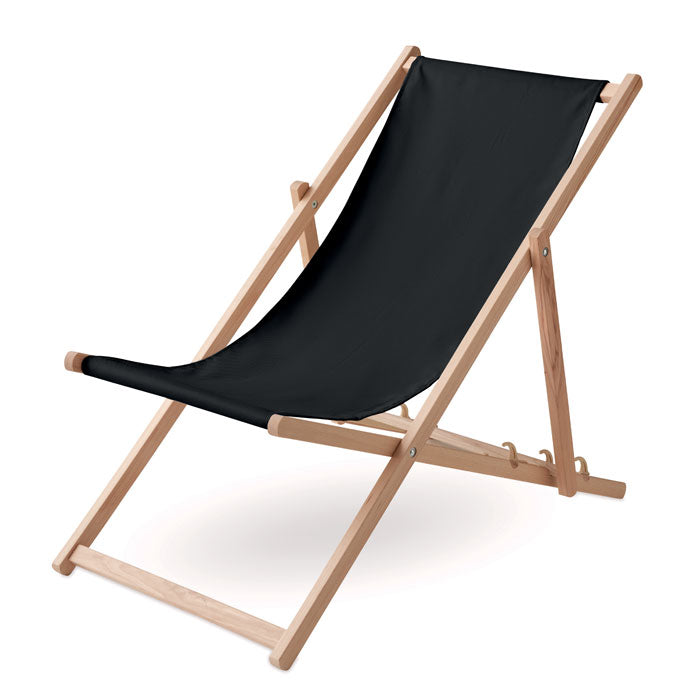 Branded Wooden Deck Chair in Black