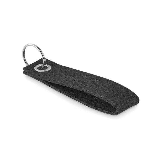 Branded RPET Felt Key Ring in Black