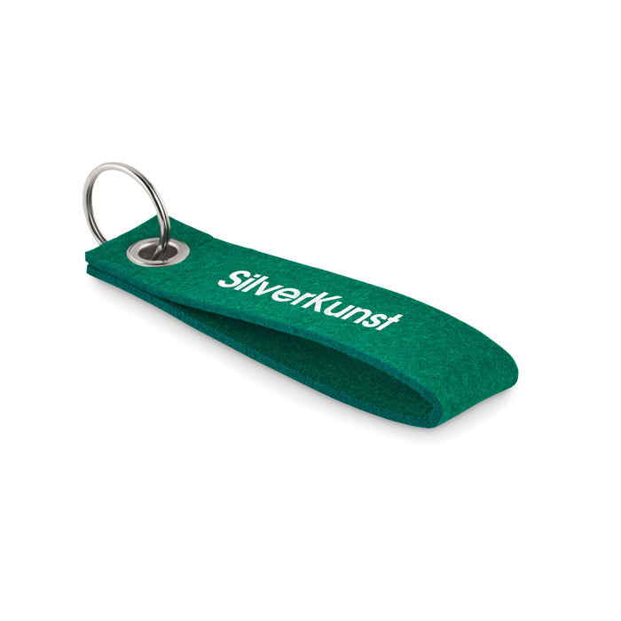 Branded RPET Felt Key Ring in Green
