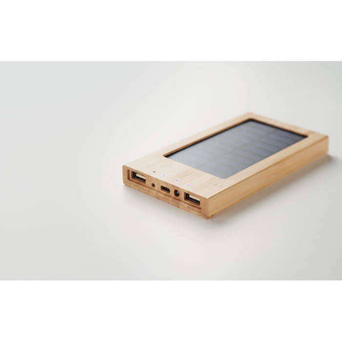 Solar Panel Power Bank with Bamboo Casing