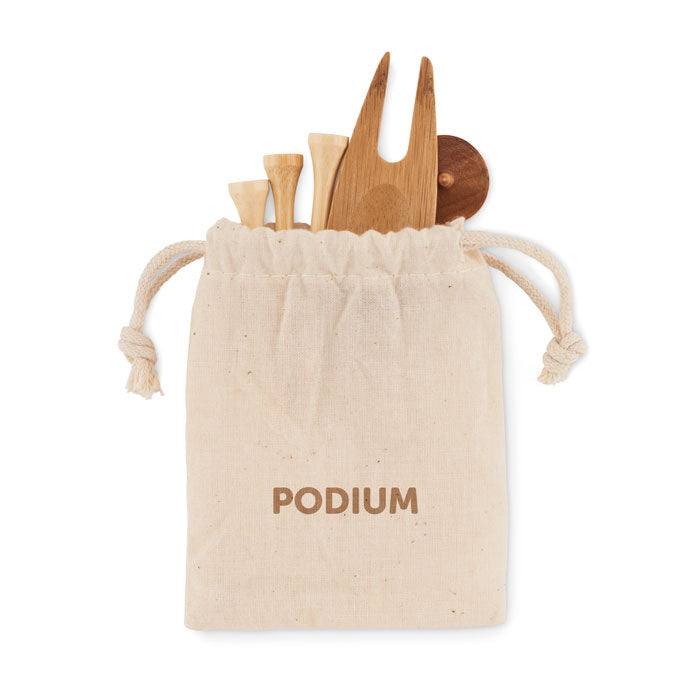 Branded Bamboo Golf Accessories Set