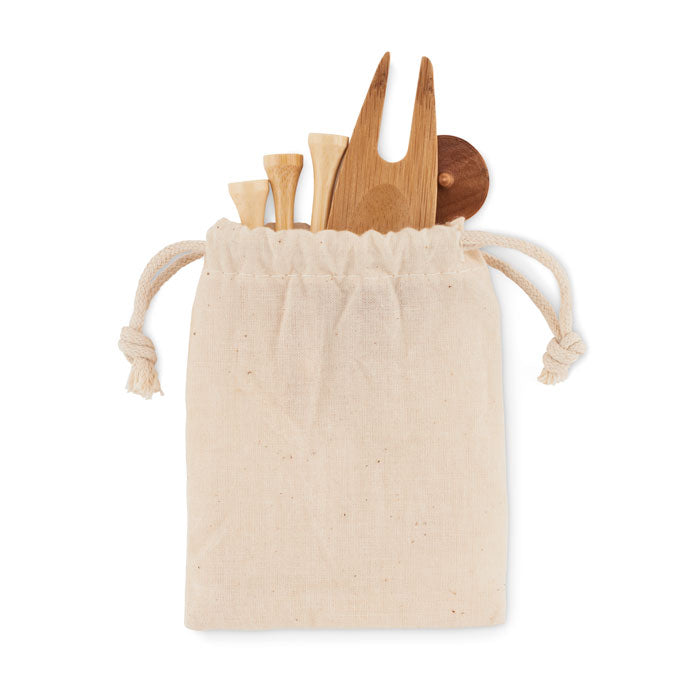 Branded Bamboo Golf Accessories Set without branding