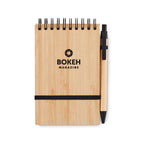 Branded A6 Bamboo Cover Notepad with Pen