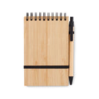 Branded A6 Bamboo Cover Notepad with Pen without branding