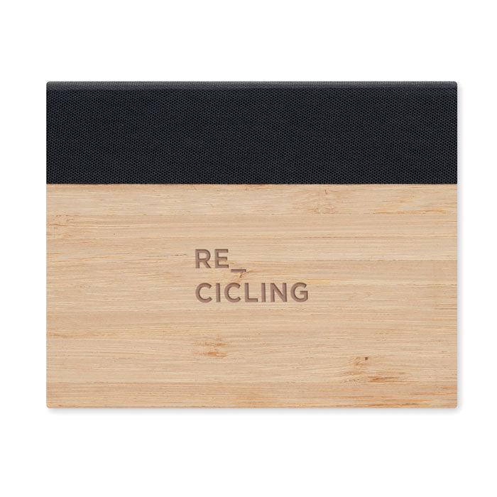 Branded Bamboo Cover Sticky Note Memo Pad