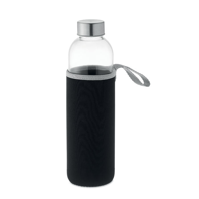 Branded glass bottle with neoprene pouch, 750ml