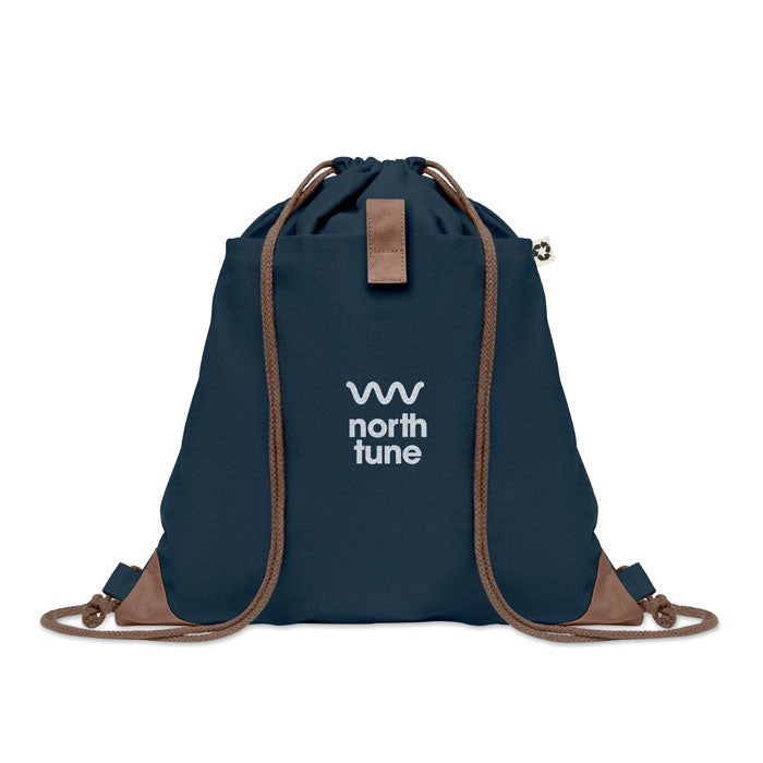 Luxury Cotton Drawstring Bag in Blue