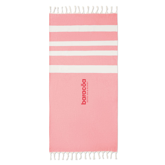 Branded Recycled Hammam Towel Blanket in Red