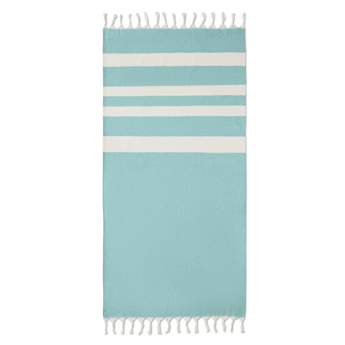Branded Recycled Hammam Towel Blanket in Blue
