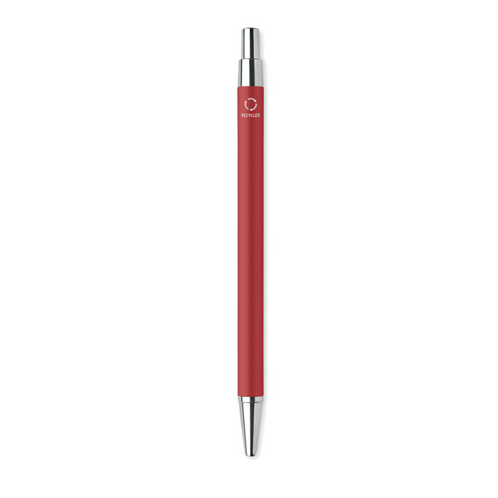 Branded Fine Barrel Recycled Aluminium Pen in Red