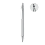 Branded Fine Barrel Recycled Aluminium Pen in Silver