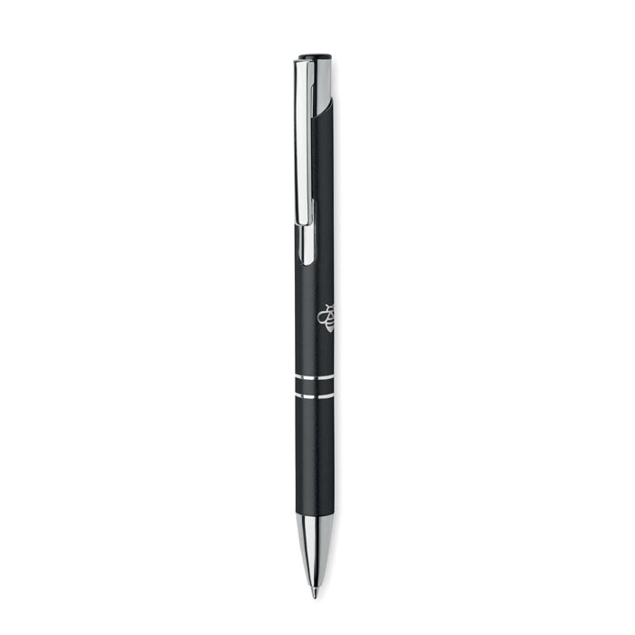 Branded Recycled Aluminium Push Button Pen in Black