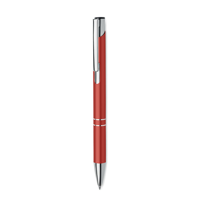 Branded Recycled Aluminium Push Button Pen in Red