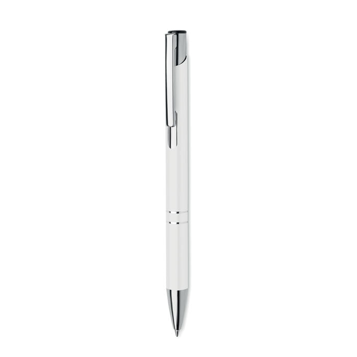 Branded Recycled Aluminium Push Button Pen in White