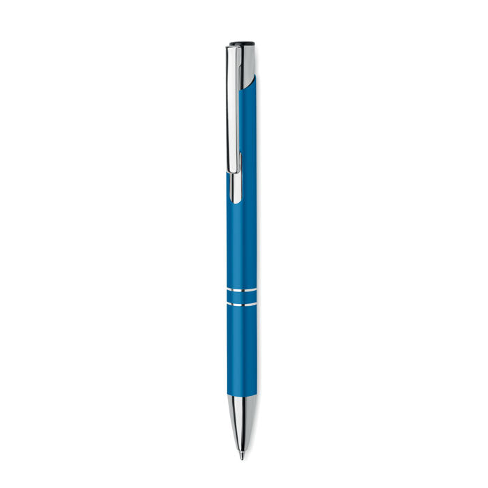 Branded Recycled Aluminium Push Button Pen in Blue