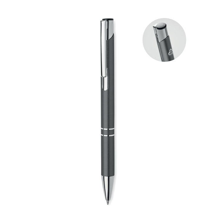 Branded Recycled Aluminium Push Button Pen in Silver