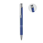 Branded Recycled Aluminium Push Button Pen in Blue