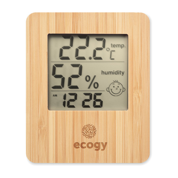 Branded Weather Station with Bamboo Front